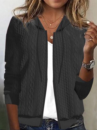 Loose Knit Hooded Jacket in Textured Fabric - Just Fashion Now - Modalova