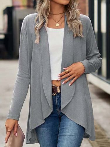 Wrap Loose Casual Plain Coat - Just Fashion Now - Modalova