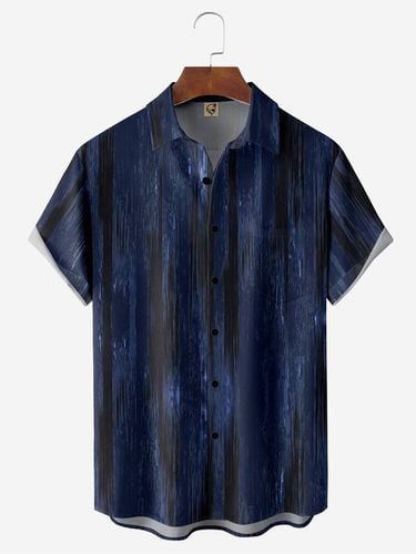 Geometric Dark Pattern Chest Pocket Short Sleeve Casual Shirt - Modetalente - Modalova