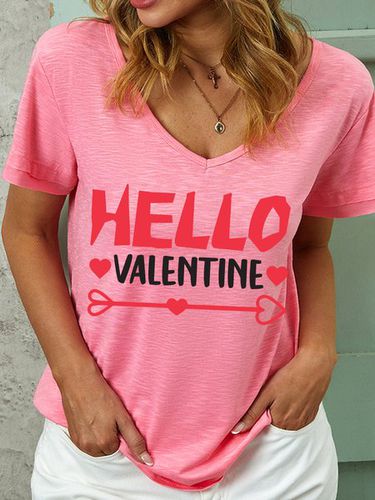 Lilicloth X Jessanjony Hello Valentine Women's V Neck T-Shirt - Just Fashion Now - Modalova