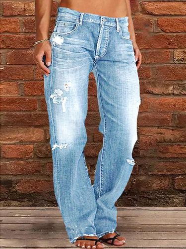 Loose Plain Casual Denim Jeans - Just Fashion Now - Modalova