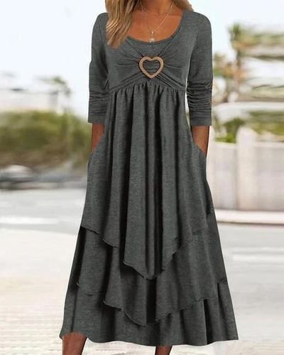 Casual Jersey Grommets Loose Dress - Modetalente - Modalova