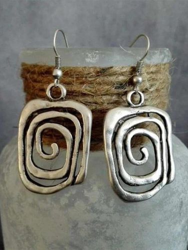 Ethnic Style Line Pattern Distressed Dangle Earrings Vintage Jewelry - Modetalente - Modalova