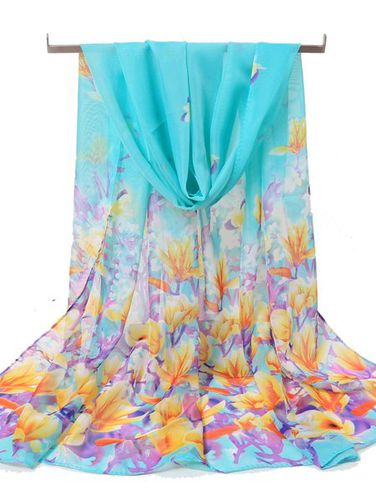 Silk Floral Scarf Boho Vacation Everyday Accessories - Just Fashion Now UK - Modalova