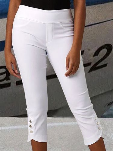 Simple Plain Loose Buttoned Pants - Just Fashion Now - Modalova