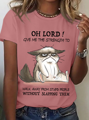 Women's Funny Word Oh Lord Give Me The Strength To Walk Away From Stupid People Without Slapping Them Loose T-Shirt - Modetalente - Modalova