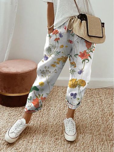 Printing Floral Casual Pants - Modetalente - Modalova