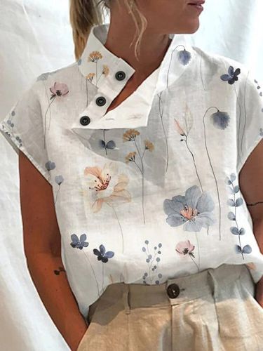 Floral Casual Loose Buckle Shirt - Modetalente - Modalova