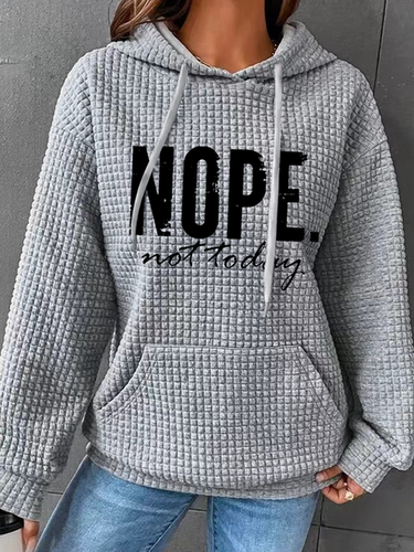 Nope Not Today Simple Cotton-Blend Hoodie Hoodie - Just Fashion Now - Modalova