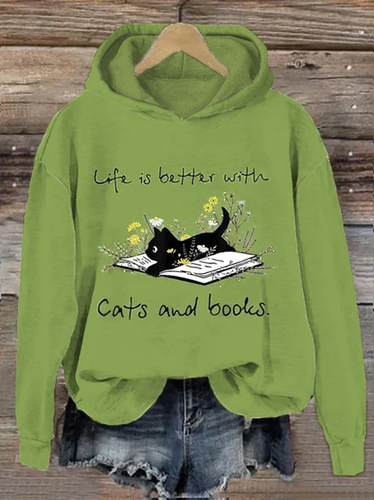 Fun Cat Print Women's Hooded Sweatshirt - Just Fashion Now - Modalova