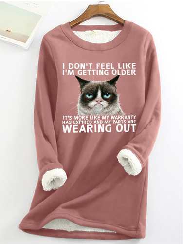 Women's Funny Qoute Grumpy Cat Cotton-Blend Casual Fleece Sweatshirt - Modetalente - Modalova