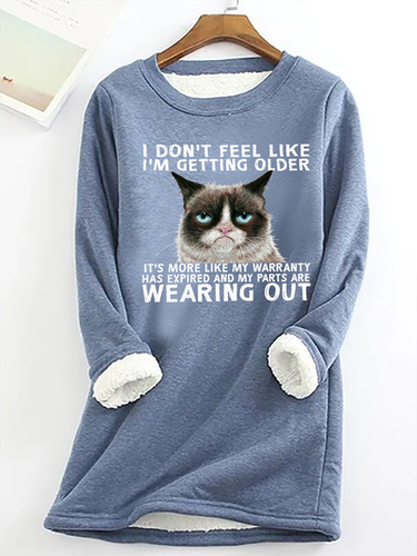 Women's Funny Qoute Grumpy Cat Cotton-Blend Casual Fleece Sweatshirt - Modetalente - Modalova