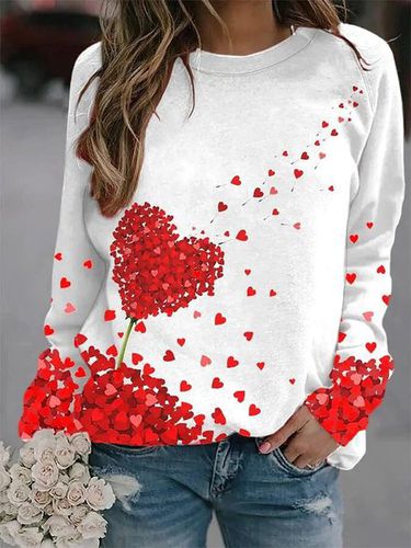 Casual Heart/Cordate Crew Neck Loose Sweatshirt - Modetalente - Modalova