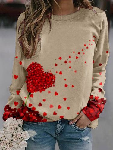 Casual Heart/Cordate Crew Neck Loose Sweatshirt - Modetalente - Modalova