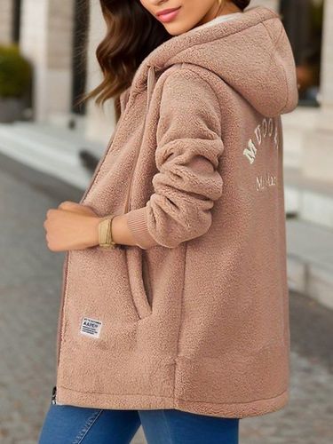 Plain Hoodie Casual Fluff/Granular Fleece Fabric Teddy Jacket - Just Fashion Now - Modalova