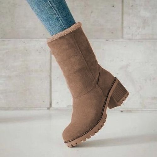 Plain West Style Autumn Suede Western Boots - Modetalente - Modalova