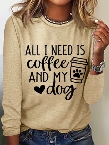 All I Want Is Coffee And My Dog Casual Long Sleeve Shirt - Modetalente - Modalova