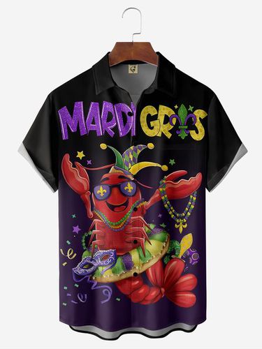 Mardi Gras Chest Pocket Short Sleeve Casual Shirt - Modetalente - Modalova