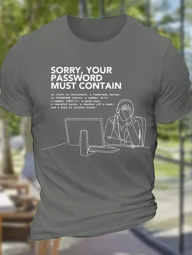 Men's Funny Word Sorry Your Password Must Contain Loose Cotton T-Shirt - Modetalente - Modalova