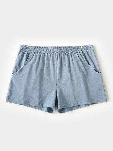 Mens Cotton Breathable Solid Color Pajamas Bottoms Sleep Homewear Mini Shorts With Pocket - Newchic - Modalova