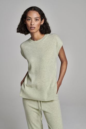 Sleeveless round neck cashmere sweater with side slits - REPEAT cashmere - Modalova