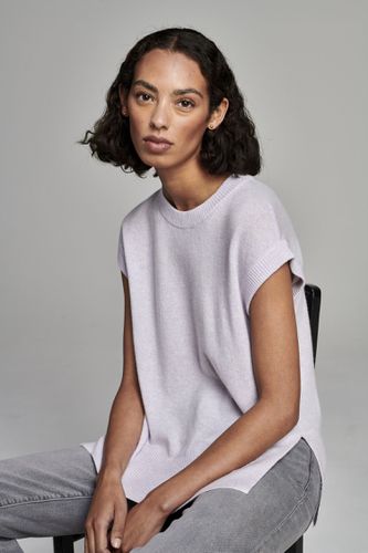 Sleeveless round neck cashmere sweater with side slits - REPEAT cashmere - Modalova