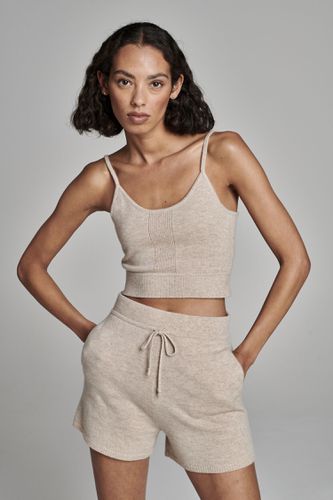 Knitted cashmere crop top with pointelle details - REPEAT cashmere - Modalova