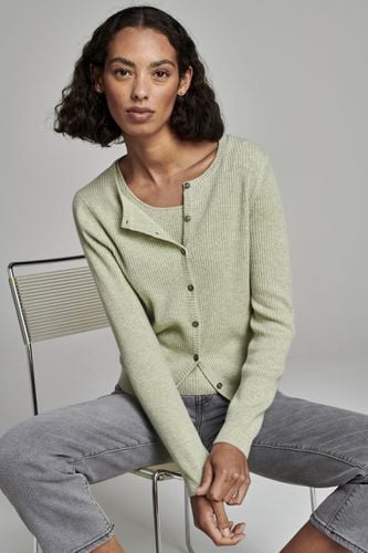 Fine rib knit cashmere round neck cardigan - REPEAT cashmere - Modalova