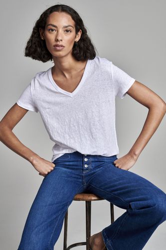 Relaxed fit linen V-neck T-shirt - REPEAT cashmere - Modalova
