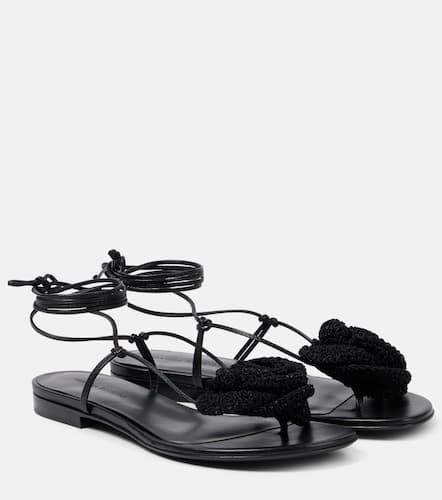 Floral-appliqué crochet-trimmed leather sandals - Magda Butrym - Modalova