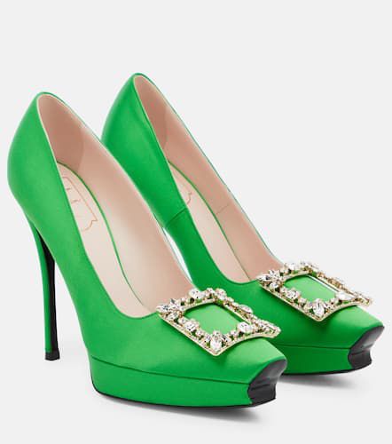 Flower Strass satin platform pumps - Roger Vivier - Modalova