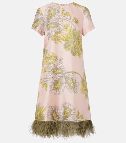 Vestido corto Swing de sarga de seda floral - La DoubleJ - Modalova