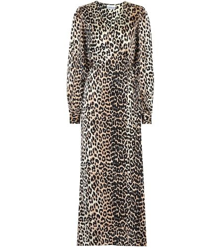 Leopard-printed stretch-silk dress - Ganni - Modalova