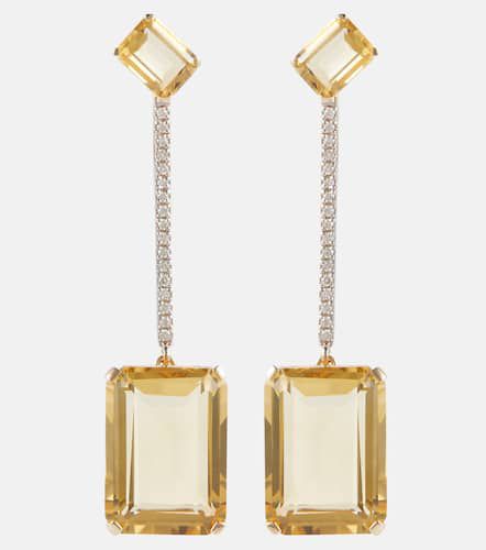 Kt gold earrings with citrine and diamonds - Mateo - Modalova