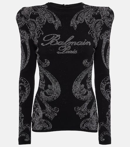 Top in jersey di misto cotone paisley - Balmain - Modalova