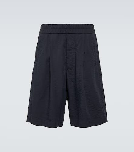 Pleated cotton-blend Bermuda shorts - Giorgio Armani - Modalova
