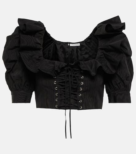 Lace-up ruffle-trimmed cropped top - Alessandra Rich - Modalova