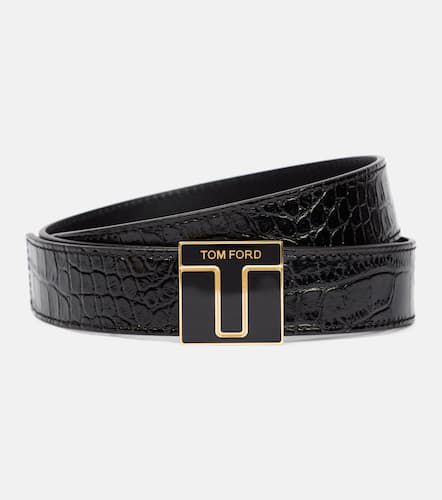 Logo croc-effect patent leather belt - Tom Ford - Modalova