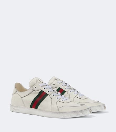 Stretch Web Stripe leather sneakers - Gucci - Modalova