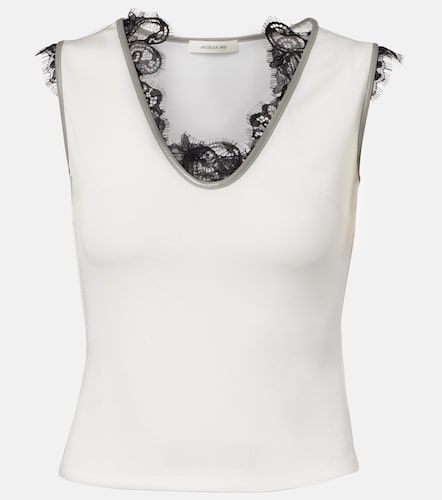 Top de jersey con encaje a capas - Jacques Wei - Modalova