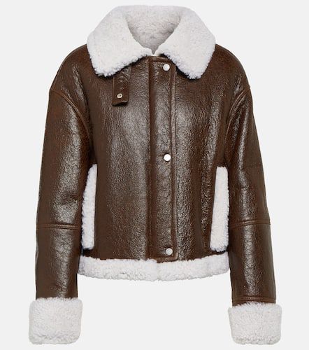 Shearling-trimmed leather jacket - Yves Salomon - Modalova