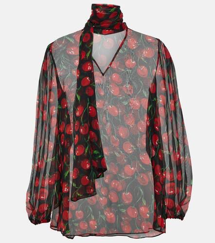 Blusa en gasa de seda con cuello anudado - Dolce&Gabbana - Modalova