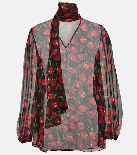 Cherry tie-neck silk chiffon blouse - Dolce&Gabbana - Modalova