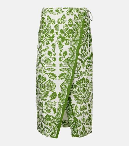 Delicate Tapestry linen-blend midi skirt - Farm Rio - Modalova