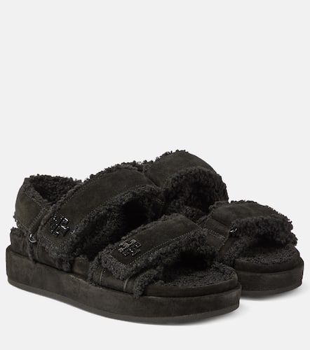 Kira faux fur-trimmed suede sandals - Tory Burch - Modalova