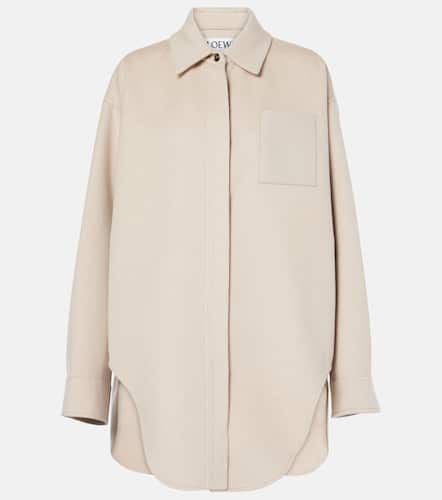 Leather-trimmed wool and cashmere overshirt - Loewe - Modalova