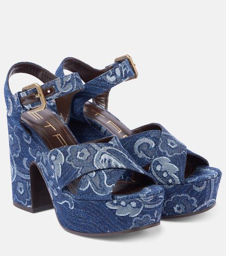 Jacquard denim platform sandals - Etro - Modalova