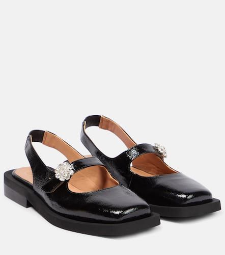 Slingback-Ballerinas aus Leder - Ganni - Modalova