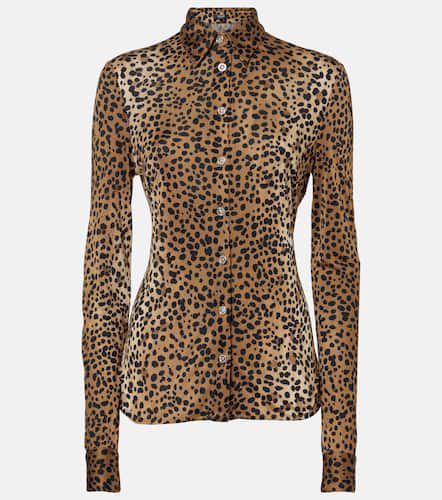 Camisa con estamado de leopardo - Versace - Modalova