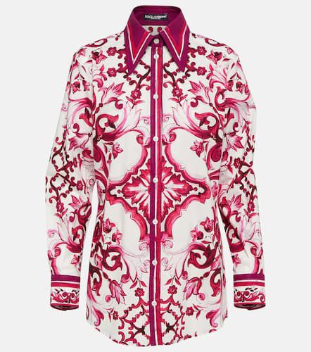 Camisa en popelín de algodón estampada - Dolce&Gabbana - Modalova